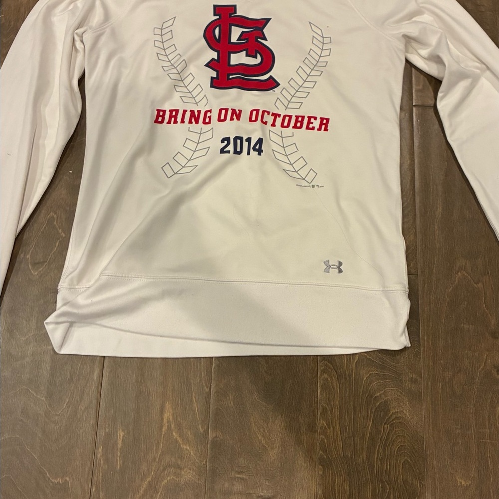 Under Armour White Long Sleeve with Red and Blue Graphic